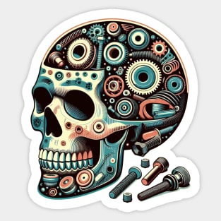 Mechanical Skull Sticker